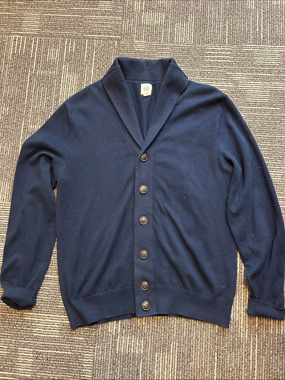 GAP Men's Dark Navy Shawl Collar Cardigan
